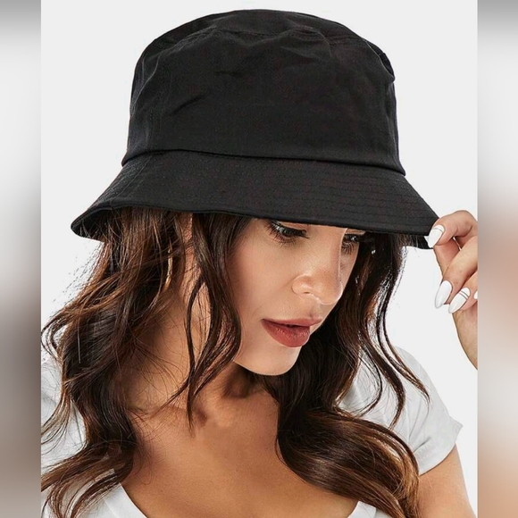 Solid Color Bucket Hat in White or Black Adult One Size Fits Most (NWOT) - Picture 3 of 4